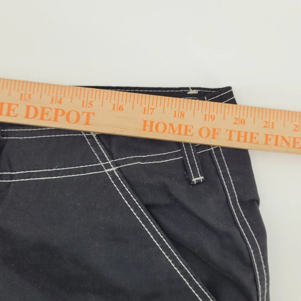 True Religion Cargo Pants Mens 38 Black Contrast Stitch Big‎ T Relaxed Straight
